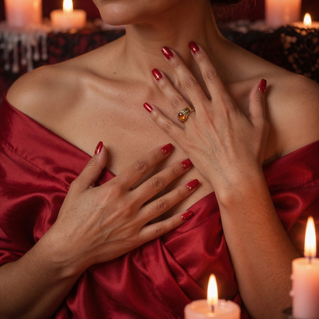 Intimate detail of hands and silk